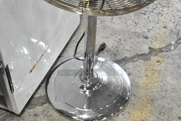 HIFANXSTAND16METALF metal floor fan, 120V, 1 phase, chrome base, used condition.