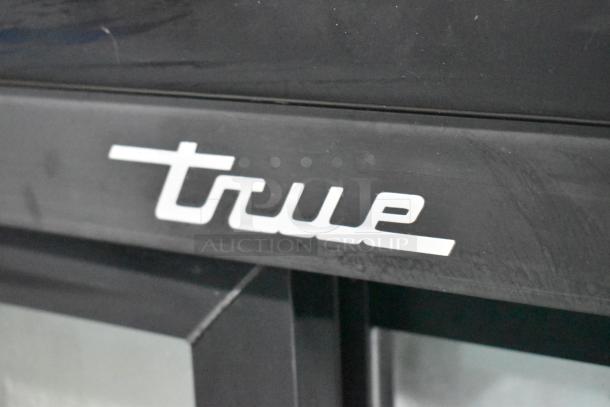 2019 True Metal Commercial 2 Door Cooler, poly coated racks, 115V, 1 phase. True logo displayed on top.