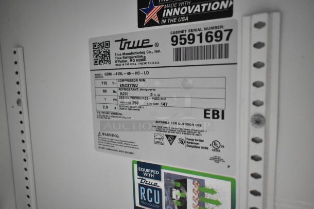 2019 True 2 Door Cooler Merchandiser, model GDM-41SL-48-HC-LD, 115V, with poly-coated racks and RCU technology.
