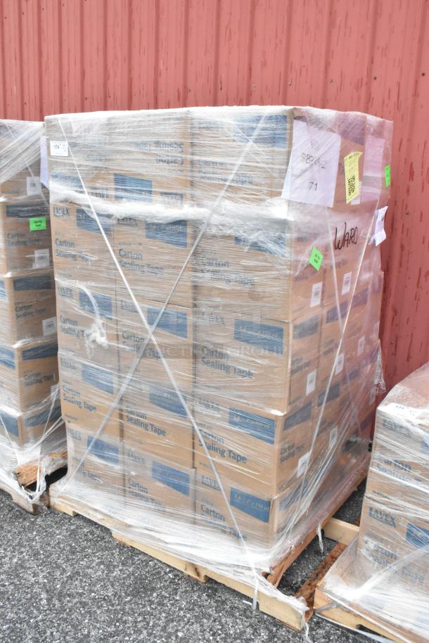 60 boxes of Lavex 1.6 Mil acrylic carton sealing tape, 48mm x 100m, 36/case on pallets, wrapped in plastic.