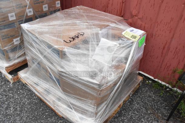 9 boxes of Lavex 1.6 mil acrylic carton sealing tape, 48mm x 100m, wrapped on a pallet, new condition. Marked "WARD."