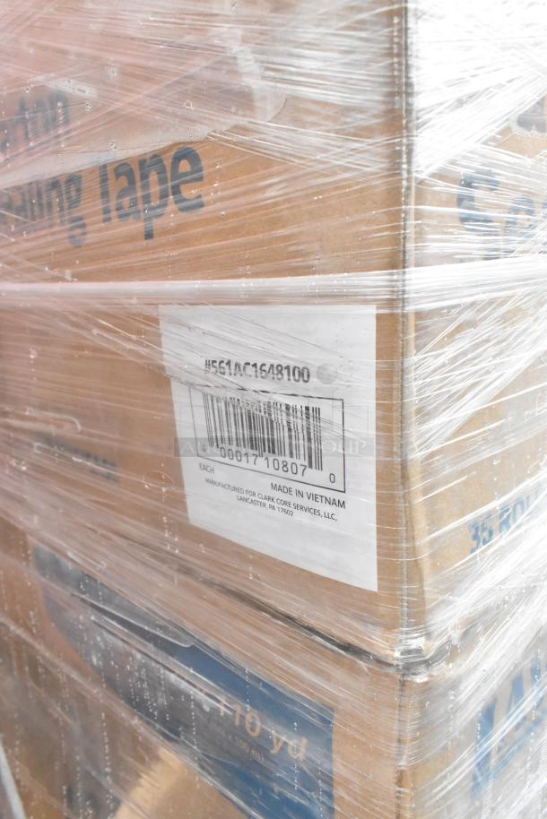 9 new boxes of Lavex 1.6 Mil acrylic carton sealing tape, 48 mm x 100 m, 36 rolls per case. Boxes marked #561AC1648100.