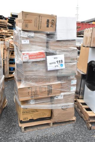 32 BRAND NEW SCRATCH AND DENT! Boxes Including Forks, Ice Bags, Hot Cups, Buger Cups, T Shirt Bags. See Description for Details. 32 Times Your Bid! - Item #1211090