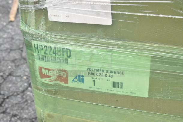 14 new boxes with a Metro polymer dunnage rack, 22x48 inches, in original packaging, marked "Warehouse: 015."