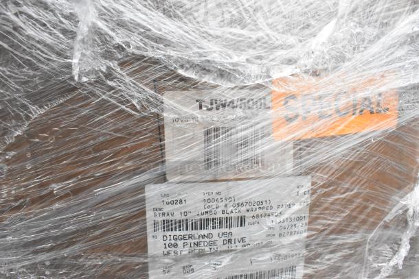 Plastic-wrapped box labeled "Special," includes 30 new scratch and dent items like plates and glasses. Shipping label visible.