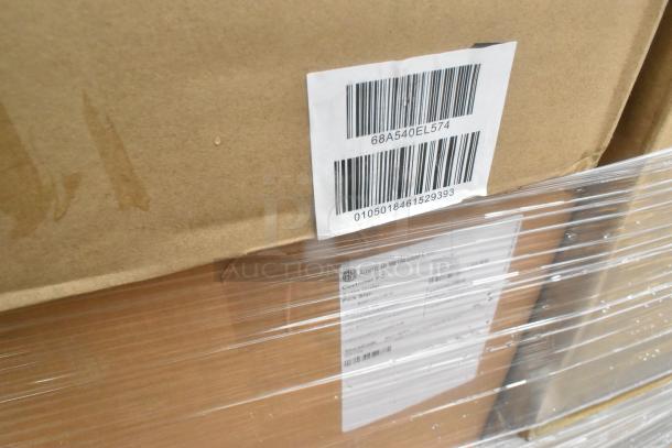 12 brand new scratch and dent boxes, containing riser and bowls, wrapped and labeled with barcodes for auction.