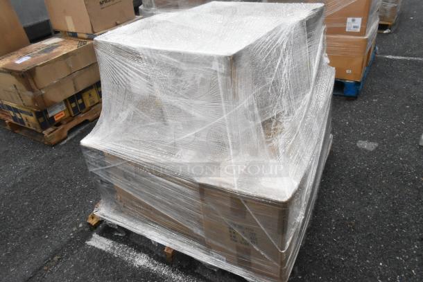 13 brand new scratch and dent boxes, wrapped on a pallet. Includes risers and baskets. Various labels on boxes.