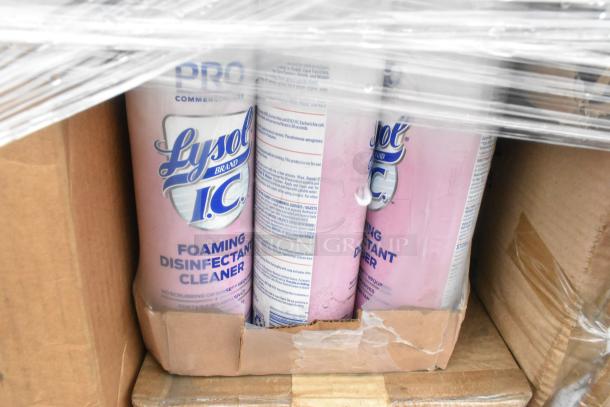 Boxes containing Lysol I.C. foaming disinfectant cleaner. New, scratch and dent condition. Multiple units packaged together.