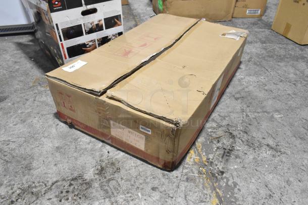 Cardboard box for brand new BX-300 Scale, labeled "Easy Weigh." Box has visible scratches and dents; scale inside is unused.