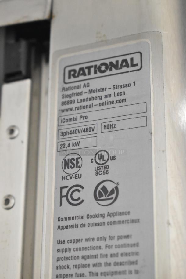 Rational iCombiPro oven label, model LM100CE.AXXXX, 440/480V, 3 phase, NSF and UL listed, for parts only.