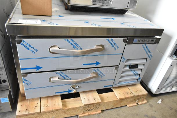 BRAND NEW Beverage Air WTFCS36HC stainless steel commercial 2-drawer chef base. Scratch and dent condition. 115 volts, 1 phase.