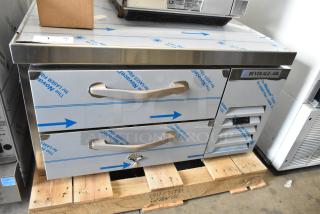 BRAND NEW Beverage Air WTFCS36HC stainless steel commercial 2-drawer chef base. Scratch and dent condition. 115 volts, 1 phase.