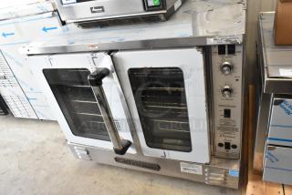 Brand new 2025 Southbend Platinum Series stainless steel commercial convection oven, view-through doors, metal racks, thermostatic controls, scratch-and-dent condition.