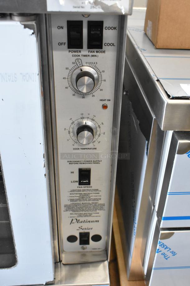 Southbend Platinum Series stainless steel convection oven panel with thermostatic controls, view-through door, minor scratches.