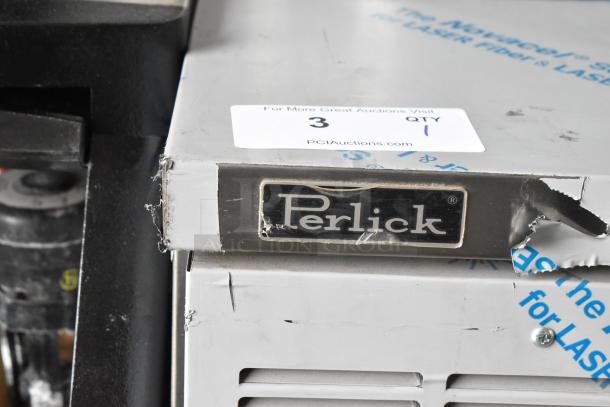 Perlick DDS36 Kegerator, stainless steel, commercial use, brand new with scratches and dents, 115V, 1 phase, visible label.