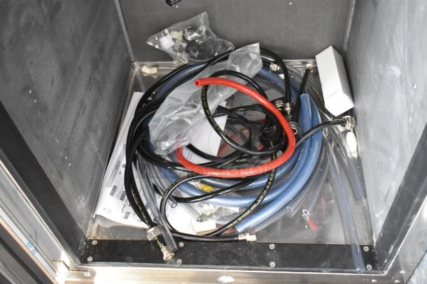 BRAND NEW SCRATCH AND DENT! Perlick DDS36 stainless steel commercial kegerator components, showing hoses and fittings.