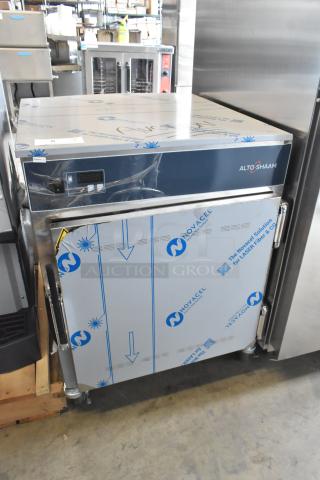 Brand new Alto Shaam 750-S stainless steel heated holding cabinet on casters. Door will not open. 120V, 1 phase.