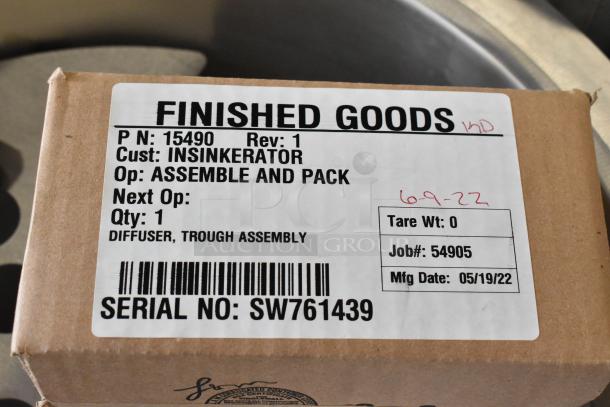 2022 Insinkerator PRT-3 Stainless Steel PowerRinse Food Waste Collector, 208/220-240V, 3 Phase, Serial No: SW761439. Scratch and dent condition.