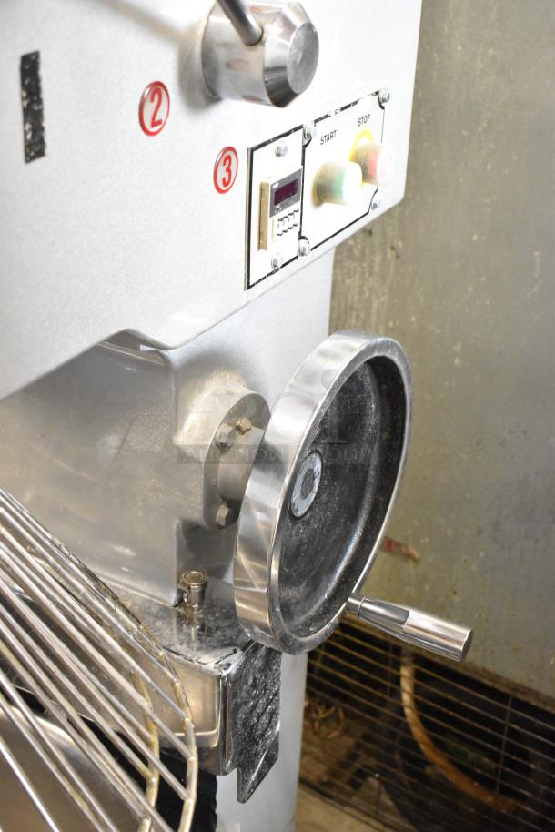 2021 Precision HD-60 commercial dough mixer, 60-quart, with mixing bowl, dolly, guard, Pelican head. Controls visible.