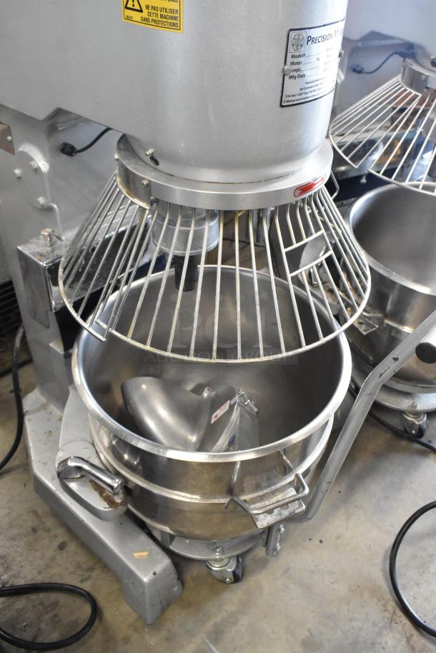 2021 Precision HD-60 metal commercial 60-quart dough mixer with bowl, dolly, and guard; 220V, 3-phase, excellent condition.