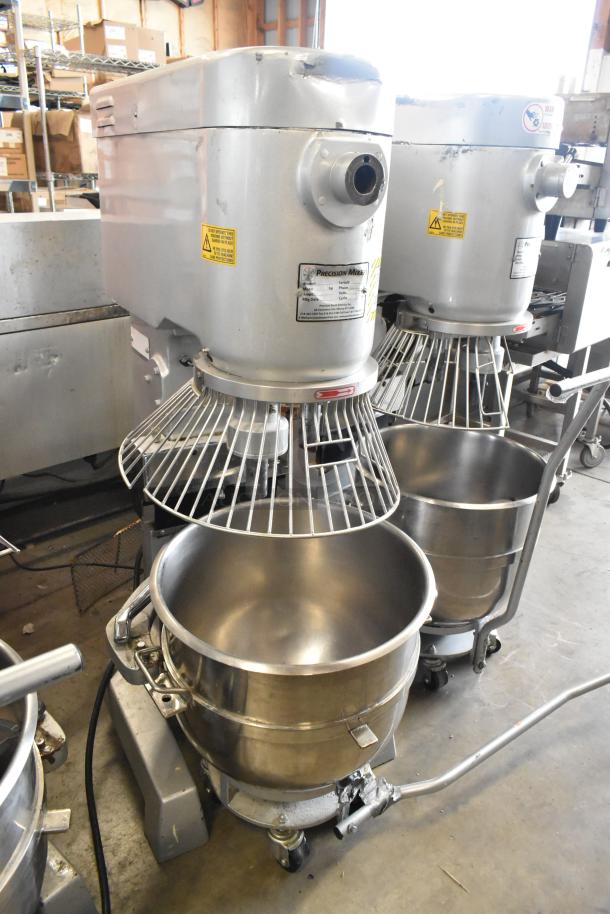 2022 Precision HD-60 metal commercial dough mixer with 60-quart bowl, bowl dolly, and guard. 220V, 3 phase.