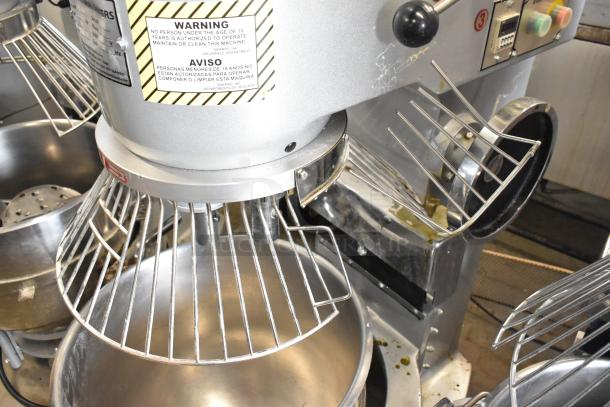 2022 Precision HD-60 60 Quart Dough Mixer with bowl, dolly, and guard, 220V, 3-phase, commercial use, stainless steel.