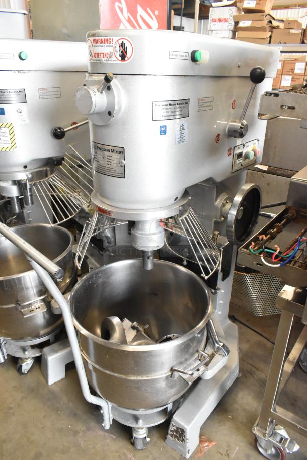 2021 Precision HD-60 metal 60-quart commercial dough mixer with bowl, dolly, guard, Pelican head, and dough hook. 220V, 3-phase.