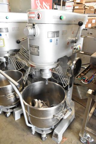 2021 Precision HD-60 metal 60-quart commercial dough mixer with bowl, dolly, guard, Pelican head, and dough hook. 220V, 3-phase.