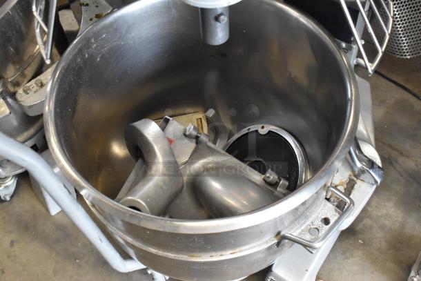 2021 Precision HD-60 60-quart dough mixer with bowl, dolly, and hook. Includes bowl guard and pelican head. 220V, 3 phase.