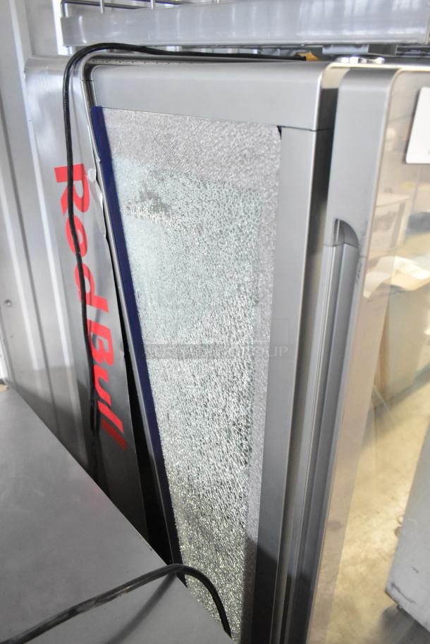 2021 Iarp GDC LARGE cooler with broken glass door, single door, Red Bull branding, 115V, 1 Phase.