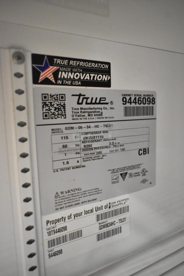 2018 True GDM-06-34-HC metal mini cooler, 115 volts, 1 phase, serial number 9446098, USA made.