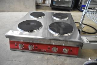 BRAND NEW SCRATCH AND DENT! Avantco 177CER400 Stainless Steel 4 Burner Solid French-Style Countertop Electric Range. 208/240 Volts, 1 Phase. - Item #1209618