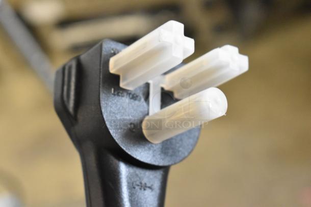 Close-up of a power plug for the Avantco 177CER400 electric range, shown in new condition.