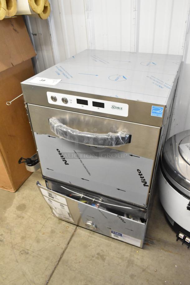 Noble 495HTGW22 stainless steel high-temp underbar glass washer, brand new, scratch and dent, 208/240V, 1-phase.