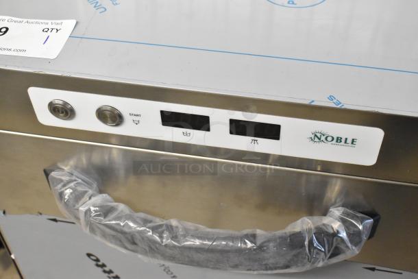 Brand new 2024 Noble 495HTGW22 stainless steel glass washer, high-temperature, 208/240V, 1 phase; minor scratches.