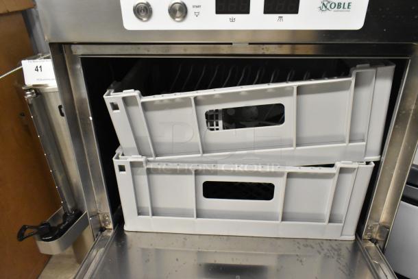 Brand new Noble 495HTGW22 underbar glass washer. Stainless steel, high-temp, 208/240V, scratch/dent condition.
