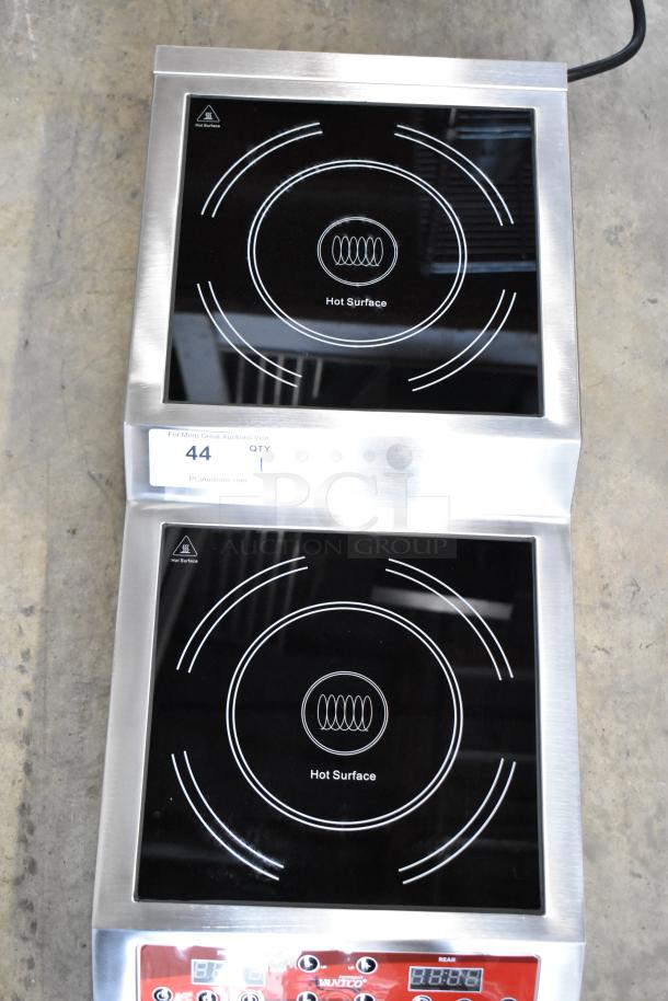 Brand new Avantco 177IC35SU induction range, stainless steel, double countertop step-up design, slight scratch and dent.