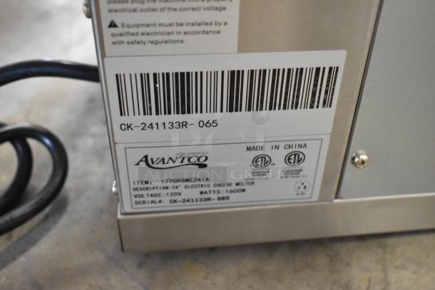 2024 Avantco 177CHSME24IA stainless steel 24" electric cheese melter, new with tag. 120V, 1600W, scratch and dent.