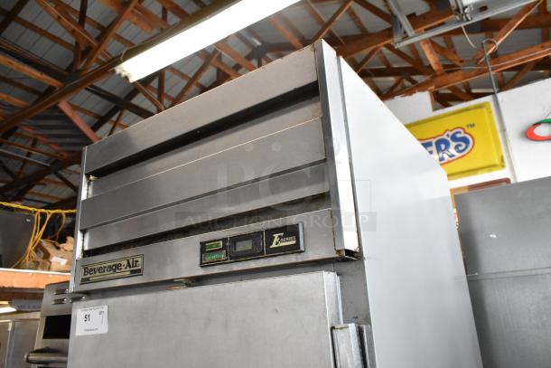 Beverage Air ER24-1AS stainless steel commercial cooler, single door, poly-coated racks, on casters, 115V, 1 Phase.