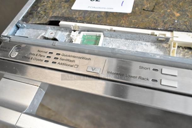Miele G 6875 SCVi SF stainless steel dishwasher control panel, features multiple wash options, 115 volts, undercounter model.