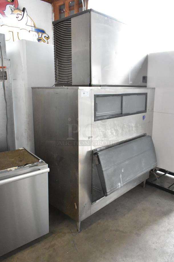 Manitowoc stainless steel commercial ice head on bin, 208-230V, 1 phase, used condition.