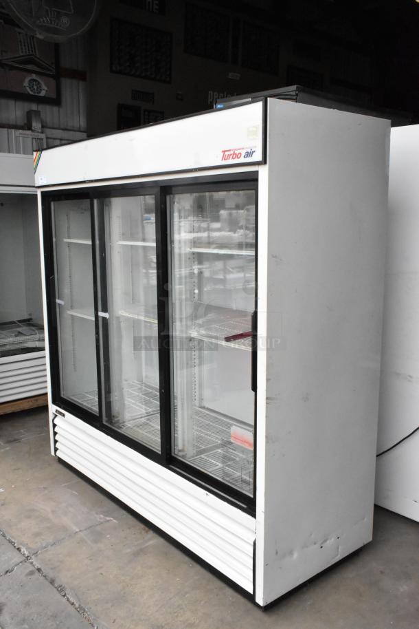 Turbo Air TGM-69R 3-door reach-in cooler, metal, poly-coated racks, 115V, 1 Phase, commercial use.