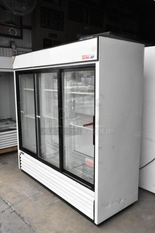 Turbo Air TGM-69R Metal Commercial 3 Door Reach In Cooler Merchandiser w/ Poly Coated Racks. 115 Volts, 1 Phase. - Item #1209636