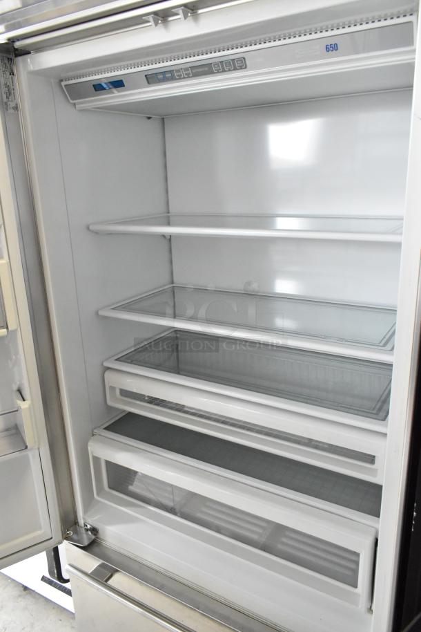 Sub Zero 650/S 2 stainless steel cooler with freezer drawer, 115V, 1 phase, interior shelves, excellent condition.