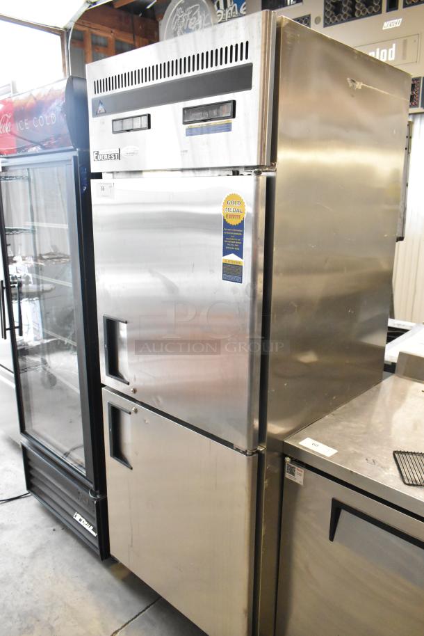 Everest ESRFH2 stainless steel commercial refrigerator/freezer combo on casters, dual temperature, 115V, 1 phase.