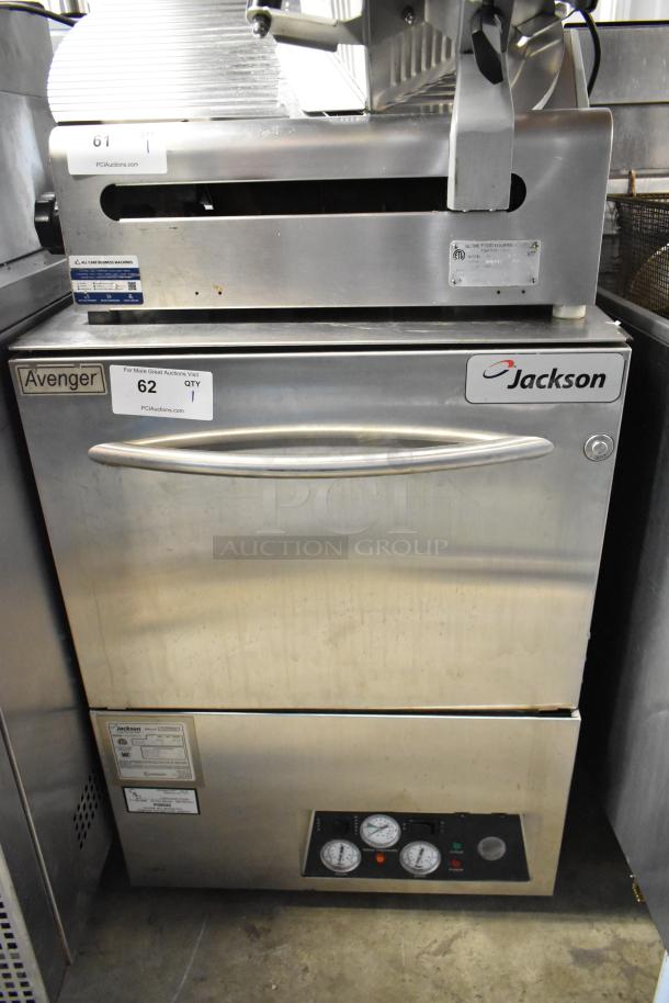 Jackson AvengerHT stainless steel commercial undercounter dishwasher, 208/230V, 1 phase, visible gauges, good condition.