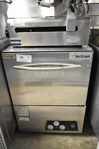 Jackson AvengerHT stainless steel commercial undercounter dishwasher, 208/230V, 1 phase, visible gauges, good condition.