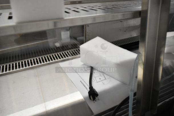 BRAND NEW Vollrath RDE7148 Stainless Steel Commercial Refrigerated Display Case. Includes power cord and packaging materials.