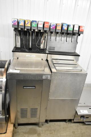 2 Stainless Steel Commercial 6 Flavor Carbonated Beverage Machine on Ice Bin. Includes Cornelius CB1522AHK6. 115 Volts, 1 Phase. 2 Times Your Bid! - Item #1209649