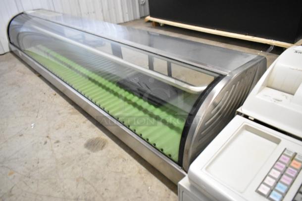 Hoshizaki HNC-180BA-L-S metal sushi display case; glass front, green interior, commercial countertop model, 115V, 1 phase.